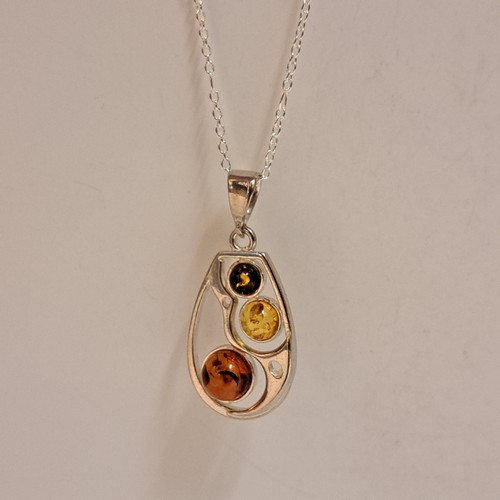 HWG-2372 Pendant, Oval with Multi-Colored Amber $50 at Hunter Wolff Gallery